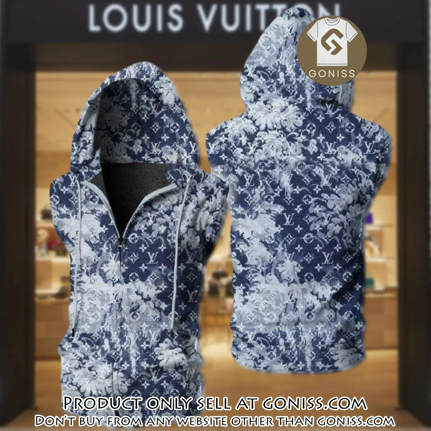 Louis vuitton watercolor unisex sleeveless zip up hoodie luxury for men women szh017 gn0619239